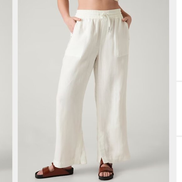 Athleta Pants - Size 20 - ATHLETA - Retreat Linen Wide Leg Pant White NEW $89 msrp